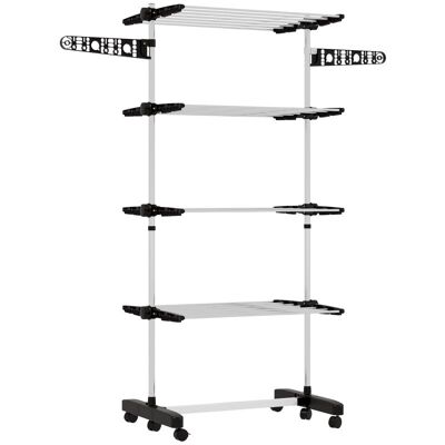 Homcom Tendedero Vertical Plegable de 4 Niveles con 6 Ruedas Negro y Plata Homcom Tendedero Vertical Plegable de 4 Niveles con 6 Ruedas Negro y Plata