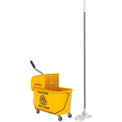Homcom Cubo De Fregona Con Ruedas Capacidad De 20 L Mopa Amarillo Homcom Cubo De Fregona Con Ruedas Capacidad De 20 L Mopa Amarillo