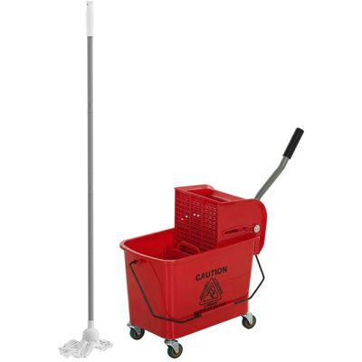 Homcom Cubo De Fregona Con Ruedas Capacidad De 20 L Mopa Rojo Homcom Cubo De Fregona Con Ruedas Capacidad De 20 L Mopa Rojo