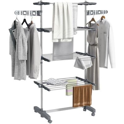 Tendedero Vertical Plegable Homcom 4 Niveles 6 Ruedas Gris y Plata Tendedero Vertical Plegable Homcom 4 Niveles 6 Ruedas Gris y Plata