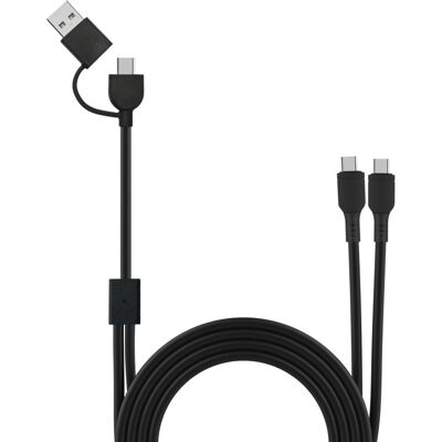 Muvit For Change Cable USB-C + USB a 2x USB-C 3A/60W 1m Negro Muvit For Change Cable USB-C + USB a 2x USB-C 3A/60W 1m Negro