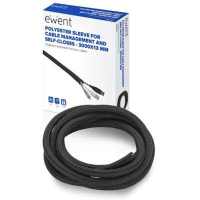 Organizador De Cabos Ewent Ew1559 Com Fecho 3000x13mm 3m Preta Organizador De Cabos Ewent Ew1559 Com Fecho 3000x13mm 3m Preta
