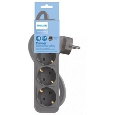 Regleta Philips CHP2134G 3 Schuko Cable 1.5m Gris Interruptor LED Seguridad Regleta Philips CHP2134G 3 Schuko Cable 1.5m Gris Interruptor LED Seguridad