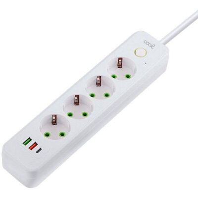 Cargador Universal Multipuerto COOL Regleta 7 Puertos 4 EU 2 USB-A USB-C 1200W Blanco Cargador Universal Multipuerto COOL Regleta 7 Puertos 4 EU 2 USB-A USB-C 1200W Blanco