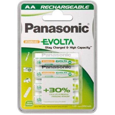 Pila recargable Panasonic AA NiMH 2050 mAh pack 4 unidades blanca Pila recargable Panasonic AA NiMH 2050 mAh pack 4 unidades blanca