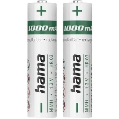 Pila recargable Hama 00223524 AAA NiMH 1000 mAh pack 2 unidades Pila recargable Hama 00223524 AAA NiMH 1000 mAh pack 2 unidades