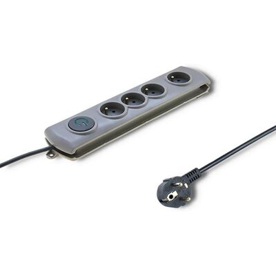 Regleta Qoltec 50164 4 Tomas AC con Protección y Interruptor Gris Regleta Qoltec 50164 4 Tomas AC con Protección y Interruptor Gris