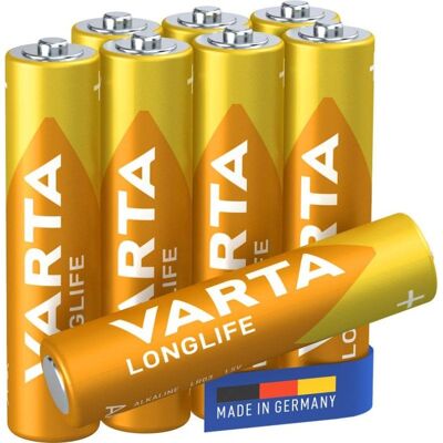 Pila AAA Alcalino Varta LR03 Longlife 1,5V 8 unidades Pila AAA Alcalino Varta LR03 Longlife 1,5V 8 unidades