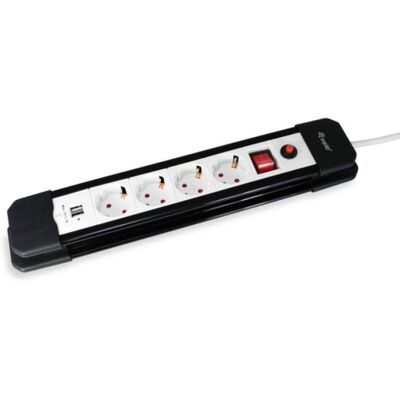 Equip Regleta de Alimentación 4 Tomas de Red con Interruptor + 2 Puertos USB Negra/Blanca Equip Regleta de Alimentación 4 Tomas de Red con Interruptor + 2 Puertos USB Negra/Blanca