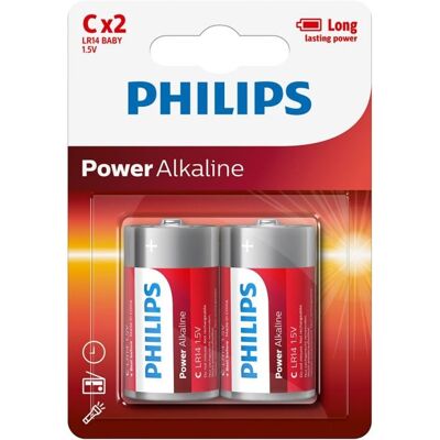 Philips Power Alkaline Pilas Alcalinas C LR14 1.5V Pack 2 Unidades Philips Power Alkaline Pilas Alcalinas C LR14 1.5V Pack 2 Unidades