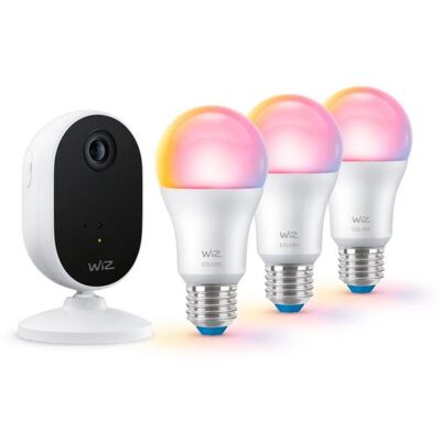Kit Iluminación Inteligente WiZ Cámara Interior + 3 Bombillas RGB Bluetooth Blanco Kit Iluminación Inteligente WiZ Cámara Interior + 3 Bombillas RGB Bluetooth Blanco