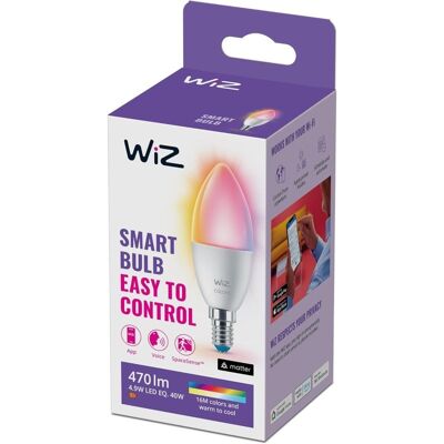 WIZ Vela Bombilla Inteligente LED Wi-Fi RGBW 40W C27 E14 WIZ Vela Bombilla Inteligente LED Wi-Fi RGBW 40W C27 E14