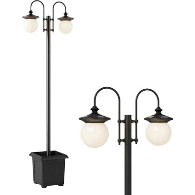 Outsunny Farola Solar Exterior De Jardín Con Macetero 2 Cabezales Impermeable Outsunny Farola Solar Exterior De Jardín Con Macetero 2 Cabezales Impermeable