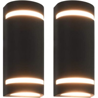 vidaXL Juego de luces de pared exteriores 2x 35W Negro - Lámpara de jardín semicircular vidaXL Juego de luces de pared exteriores 2x 35W Negro - Lámpara de jardín semicircular