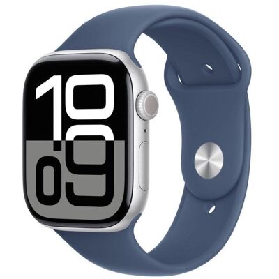 Apple Watch Series 10 GPS + Cellular 46mm Caja Aluminio Plata con Correa Deportiva Azul Denim S/M Apple Watch Series 10 GPS + Cellular 46mm Caja Aluminio Plata con Correa Deportiva Azul Denim S/M