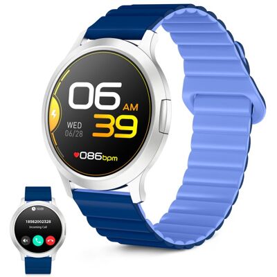Ksix Core 3 Go Smartwatch AMOLED 1.32" Caja Aleación Zinc Plateada, Correa Silicona Magnética Azul Ksix Core 3 Go Smartwatch AMOLED 1.32" Caja Aleación Zinc Plateada, Correa Silicona Magnética Azul