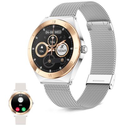 Ksix Lya Go Smartwatch, Pantalla Amoled 1.19", Autonomía 5 Días, Correa Metal Y Silicona Rosa, Modos Deporte Y Salud, Llamadas Ksix Lya Go Smartwatch, Pantalla Amoled 1.19", Autonomía 5 Días, Correa Metal Y Silicona Rosa, Modos Deporte Y Salud, Llamadas