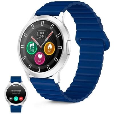 Ksix Core 3 Smartwatch, AMOLED 1.32", Batería 5 Días, IP67, Caja Aleación Zinc Plateada, Correa Silicona Magnética Azul Ksix Core 3 Smartwatch, AMOLED 1.32", Batería 5 Días, IP67, Caja Aleación Zinc Plateada, Correa Silicona Magnética Azul