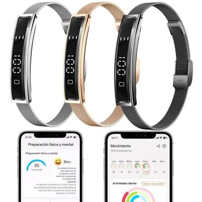 Pulsera de Actividad Smartia Vital Band Bluetooth Táctil Oro monitorización salud y sueño Pulsera de Actividad Smartia Vital Band Bluetooth Táctil Oro monitorización salud y sueño