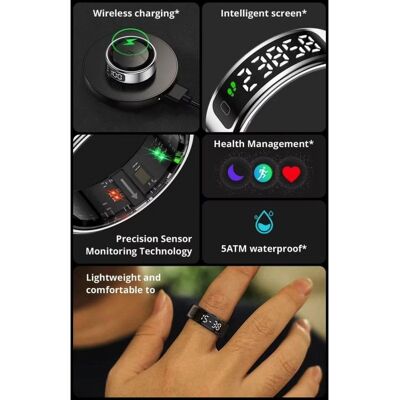 Anillo inteligente Colmi R12 Talla 7 Bluetooth IPX1 Autonomía 5 días Android/iOS Negro Anillo inteligente Colmi R12 Talla 7 Bluetooth IPX1 Autonomía 5 días Android/iOS Negro