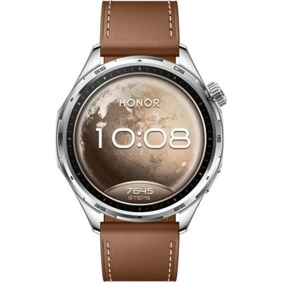HONOR Watch 6 Bluetooth GPS NFC 46mm Acero Correa Marrón Talla única HONOR Watch 6 Bluetooth GPS NFC 46mm Acero Correa Marrón Talla única
