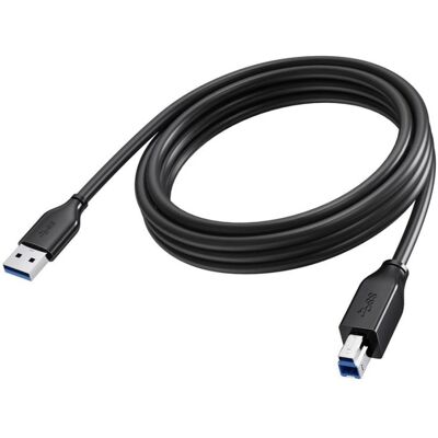 Cable USB Vision 3 m USB A a USB B 2.0 5 Gbit/s Negro Cable USB Vision 3 m USB A a USB B 2.0 5 Gbit/s Negro