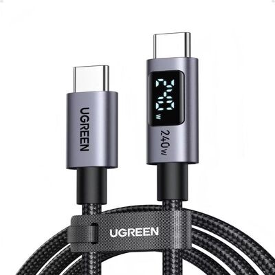 Cable USB-C Ugreen 240W 3 m con display digital y revestimiento textil Cable USB-C Ugreen 240W 3 m con display digital y revestimiento textil