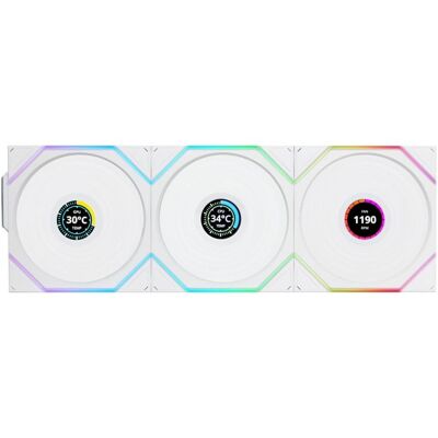 Lian-Li Lian Li UNI FAN TL120 Wireless LCD RGB Pack Triple Ventilador Suplementario 120mm Blanco Lian-Li Lian Li UNI FAN TL120 Wireless LCD RGB Pack Triple Ventilador Suplementario 120mm Blanco