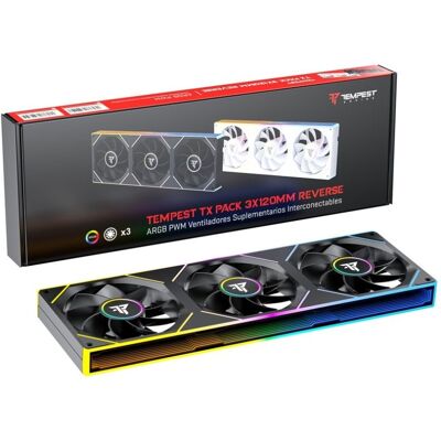 Tempest Fan TX 120mm ARGB PWM Pack 3 Reverse Interconectable Negro Tempest Fan TX 120mm ARGB PWM Pack 3 Reverse Interconectable Negro