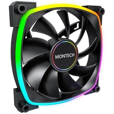 Ventilador suplementario Montech AX140 PWM 140mm 1600RPM RGB hexagonal, pads antivibración Ventilador suplementario Montech AX140 PWM 140mm 1600RPM RGB hexagonal, pads antivibración