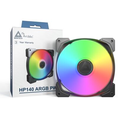 Ventilador suplementario Montech HP140 PWM ARGB 140mm 1760RPM alta eficiencia & ARGB Ventilador suplementario Montech HP140 PWM ARGB 140mm 1760RPM alta eficiencia & ARGB