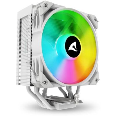 Refrigeración Aire Sharkoon Compatible LGA1851 120mm A40 RGB 4 Heatpipes TDP 220W RGB Blanco Refrigeración Aire Sharkoon Compatible LGA1851 120mm A40 RGB 4 Heatpipes TDP 220W RGB Blanco