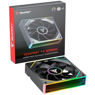 Tempest Fan TX 120mm ARGB PWM Ventilador Reverse Suplementario Negro Tempest Fan TX 120mm ARGB PWM Ventilador Reverse Suplementario Negro