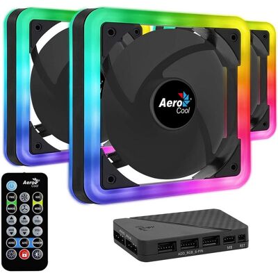 AeroCool Edge 14 Pro ARGB Pack 3 Ventiladores 140mm + H66F HUB + Control Remoto AeroCool Edge 14 Pro ARGB Pack 3 Ventiladores 140mm + H66F HUB + Control Remoto