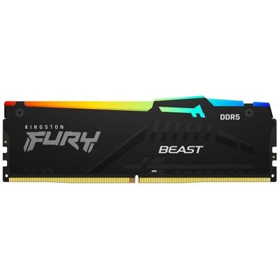 Memoria RAM Kingston FURY Beast RGB 32GB 1x32GB DDR5 5200MHz CL40 Intel XMP AMD EXPO Negro Memoria RAM Kingston FURY Beast RGB 32GB 1x32GB DDR5 5200MHz CL40 Intel XMP AMD EXPO Negro