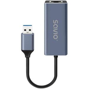 Adaptador USB-A Savio AK-83 Gigabit Ethernet 1000 Mbps Plug and Play Adaptador USB-A Savio AK-83 Gigabit Ethernet 1000 Mbps Plug and Play