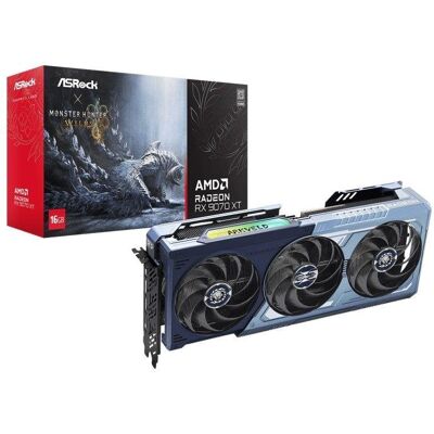 Tarjeta Gráfica Asrock RX 9070 XT 16GB GDDR6 Monster Hunter Wild Azul Tarjeta Gráfica Asrock RX 9070 XT 16GB GDDR6 Monster Hunter Wild Azul