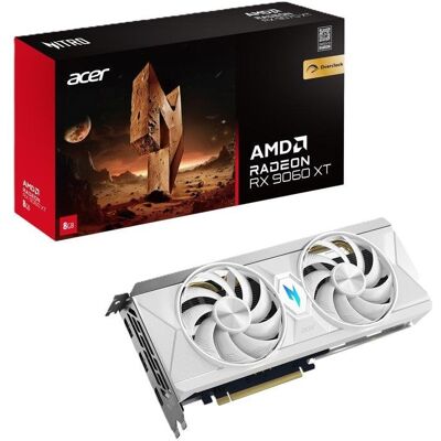 Tarjeta Gráfica Acer Nitro Radeon RX 9060 XT OC 8GB GDDR6 Edición Blanca Tarjeta Gráfica Acer Nitro Radeon RX 9060 XT OC 8GB GDDR6 Edición Blanca