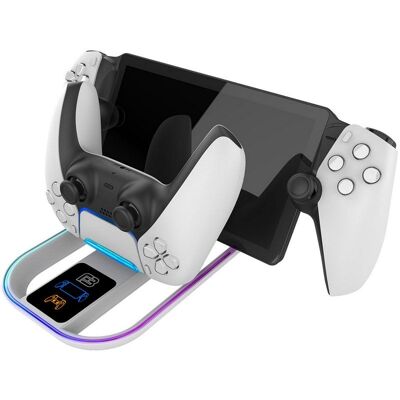Blackfire Base de Carga Dual RGB LED para Reproductor a Distancia PlayStation Portal y DualSense PS5 Blackfire Base de Carga Dual RGB LED para Reproductor a Distancia PlayStation Portal y DualSense PS5