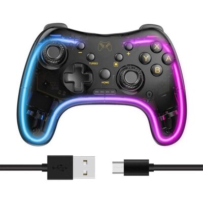 Kinsi Mando gaming transparente Switch Pro compatible KeyLinker vibración LED activación rápida Kinsi Mando gaming transparente Switch Pro compatible KeyLinker vibración LED activación rápida