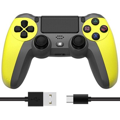 Kinsi Mando inalámbrico Bluetooth PS4 600mAh Dual Shock vibración material antideslizante Negro/Amarillo Kinsi Mando inalámbrico Bluetooth PS4 600mAh Dual Shock vibración material antideslizante Negro/Amarillo