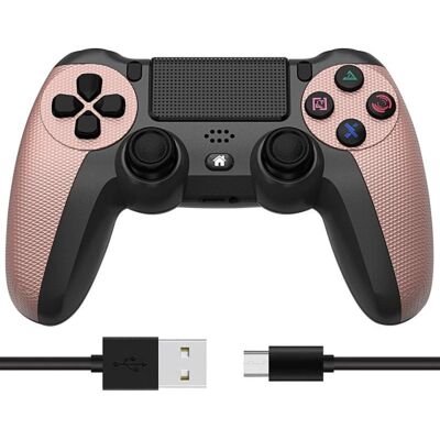 Kinsi Joystick inalámbrico Bluetooth Compatible PS4 Vibración Dual Batería 600mAh Antideslizante Negro/Bronce Kinsi Joystick inalámbrico Bluetooth Compatible PS4 Vibración Dual Batería 600mAh Antideslizante Negro/Bronce