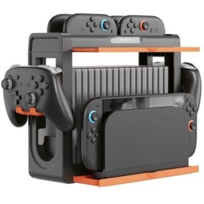 nacon Base de almacenamiento Nintendo Switch espacio para 4 Joy-Con y 2 mandos Pro 16 estuches juegos nacon Base de almacenamiento Nintendo Switch espacio para 4 Joy-Con y 2 mandos Pro 16 estuches juegos