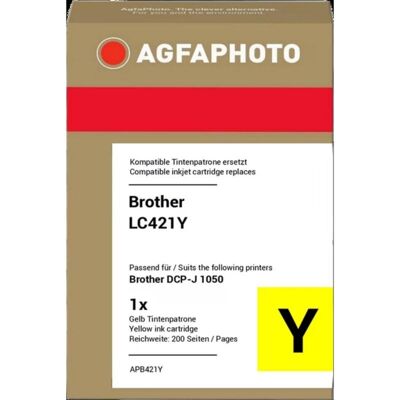 Cartucho de tinta AGFAPHOTO APB421Y amarillo compatible Brother DCP-J1050DW/J1140DW/J1800DW/MFC-J1010DW Cartucho de tinta AGFAPHOTO APB421Y amarillo compatible Brother DCP-J1050DW/J1140DW/J1800DW/MFC-J1010DW