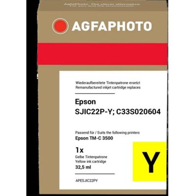 Cartucho de tinta amarilla AGFAPHOTO APESJIC22PY 32,5 ml compatible Epson C3500 Cartucho de tinta amarilla AGFAPHOTO APESJIC22PY 32,5 ml compatible Epson C3500