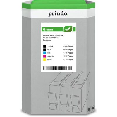 Pack 5 Cartuchos de Tinta Prindo Green XL Compatible Canon PGI-570/CLI-571 CMYK Pack 5 Cartuchos de Tinta Prindo Green XL Compatible Canon PGI-570/CLI-571 CMYK