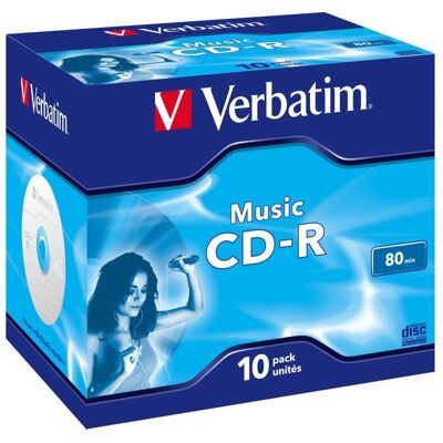 CD-R Verbatim Music 700MB 16x Pack 10 unidades Caja de joyas CD-R Verbatim Music 700MB 16x Pack 10 unidades Caja de joyas