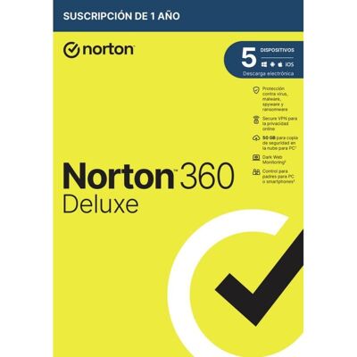 Software de seguridad Norton 360 Deluxe 1 licencia 5 dispositivos Software de seguridad Norton 360 Deluxe 1 licencia 5 dispositivos
