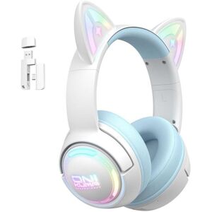 Auriculares ONIKUMA GT838 inalámbricos Bluetooth gaming con micrófono y RGB, blanco y azul Auriculares ONIKUMA GT838 inalámbricos Bluetooth gaming con micrófono y RGB, blanco y azul