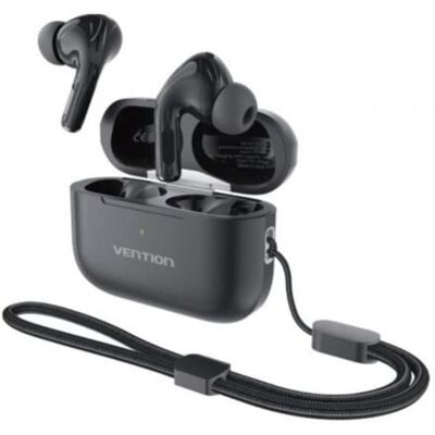 Auriculares Vention inalámbricos Bluetooth 5.4 con estuche de carga, IPX4 y 30 h batería, negros Auriculares Vention inalámbricos Bluetooth 5.4 con estuche de carga, IPX4 y 30 h batería, negros